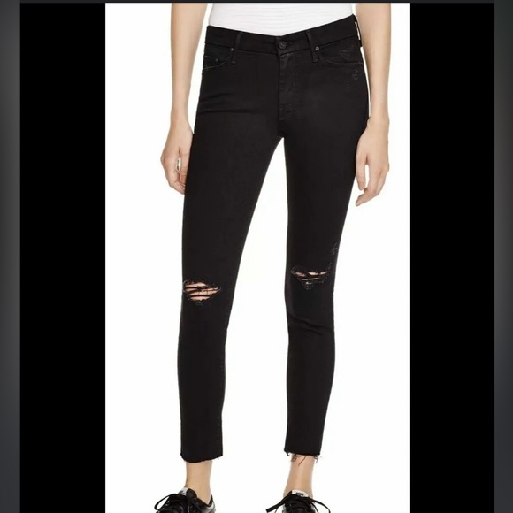 NWT Mother The Looker Ankle Fray in color guilty as sin distressed black jean 24 - Picture 13 of 13
